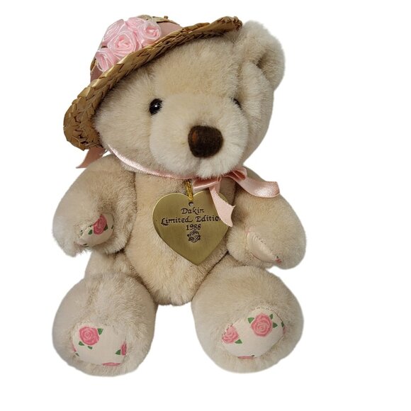 Dakin Other - Vtg 1988 Dakin Limited Edition Rosemary Bear Plush W/ Floral Straw Hat & Ribbon